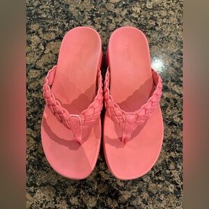 Vionic Coral Pink Braided Thong Sandals